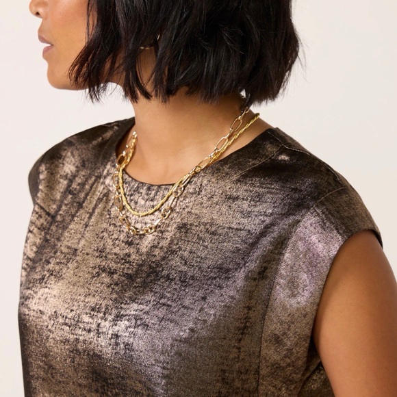 Evereve Metallic Black Sleeveless Blouse - Picture 4 of 4